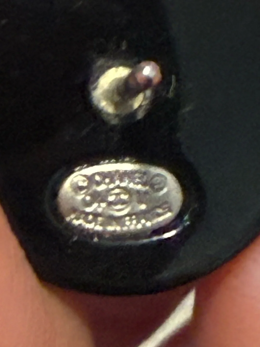 Chanel Black Round Button Earrings with Crystal Accents